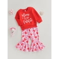thumbnail image 3 of Gureui Newborn Toddler Baby Girls Spring Autumn Valentine's Day Outfits Long Sleeve Letter Print Pullover + Heart Print Flared Pants Sets, 3 of 9