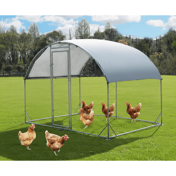 Betisef 6.23’ L×9.19’ W Metal Chicken Coop Walk-in Poultry Cage Pen Rabbit Duck Habitat Cage Hen Run House with Waterproof&Anti-UV Cover for Outdoor Backyard Farm Use w/ domed roof