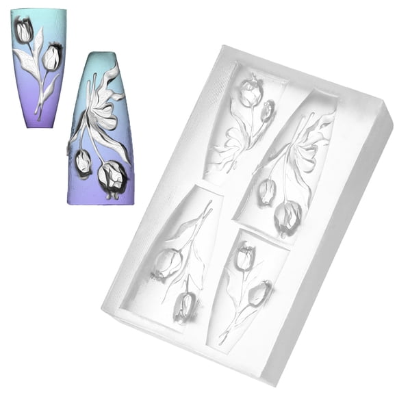 Molde de silicona para uñas 3D, tulipán, resina para uñas