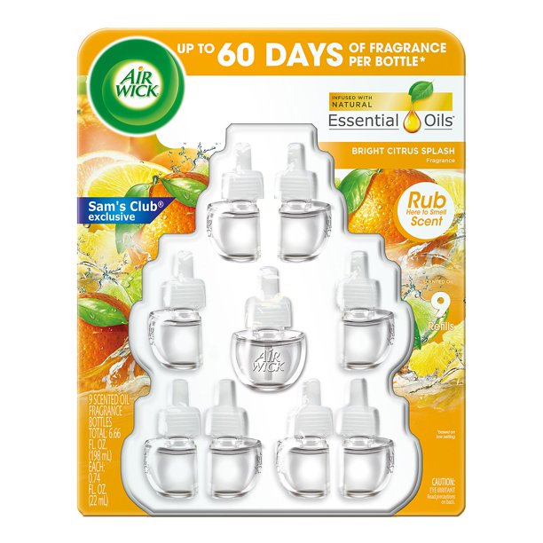 Air Wick Scented Oil Air Freshner, 9 Refills Bright Citrus Splash