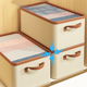 thumbnail image 4 of Contenedores de almacenamiento de ropa para armario con asas de PU, organizador de ropa con cajón plegable para organizar el armario de 18 l, 4 of 8