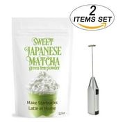 Sweet Japanese Matcha Green Tea Powder 340g (2 Items set) Delicious Energy Drink - Latte, Frappe. Mix Made with USDA Organic Matcha   Electric Frother to combine Matcha with liquid – Matcha Outlet