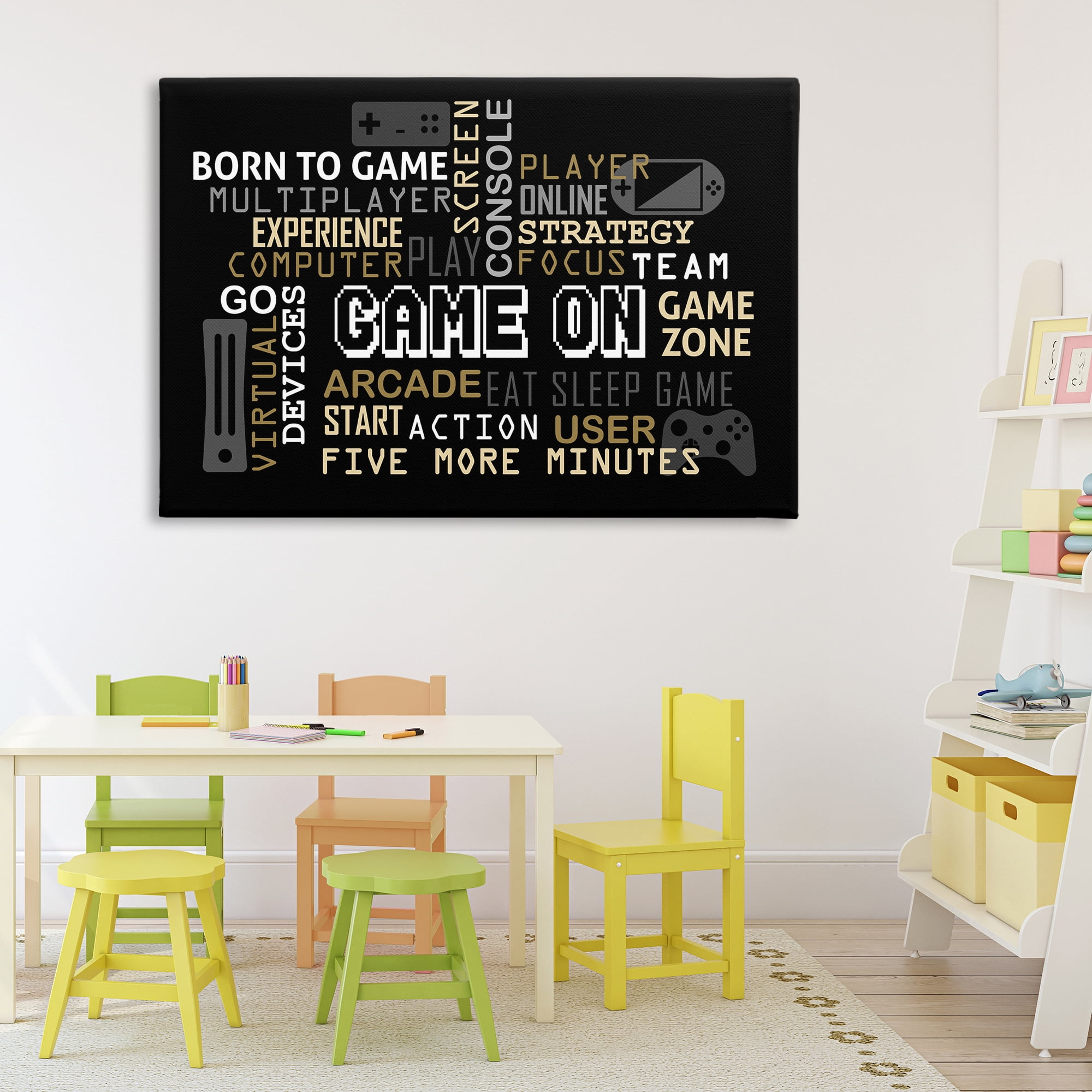 Stupell Industries Game On Gamer Typography Canvas Wall Art, design by Kim Allen