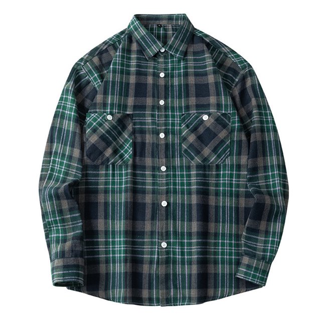 XDZJLR Mens Shirts Casual Color Block Long Sleeve With Two Pockets Plaid Casual Jacket for Spring And Autumn Tee