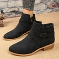 thumbnail image 2 of Black Women'S Short Boots Casual Style Pointed Toe Side Zipper Thick Heel Low Heel For Outdoor Indoor, 2 of 9