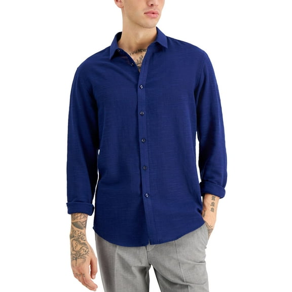 Inc International Concepts Men’s Long-Sleeve Sheer Slub Shirt Size: Large