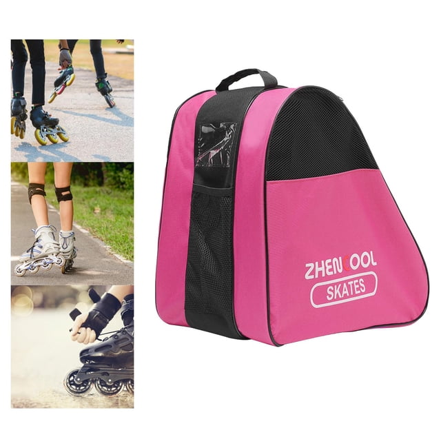 Bolsa de Almacenamiento de patines perfecl Triangulares transpirables Bandolera Deportiva Media malla rosa