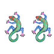 Ornament 2 Pc Artistic Decor Wrought Iron Gecko Wall Hanging Decorations