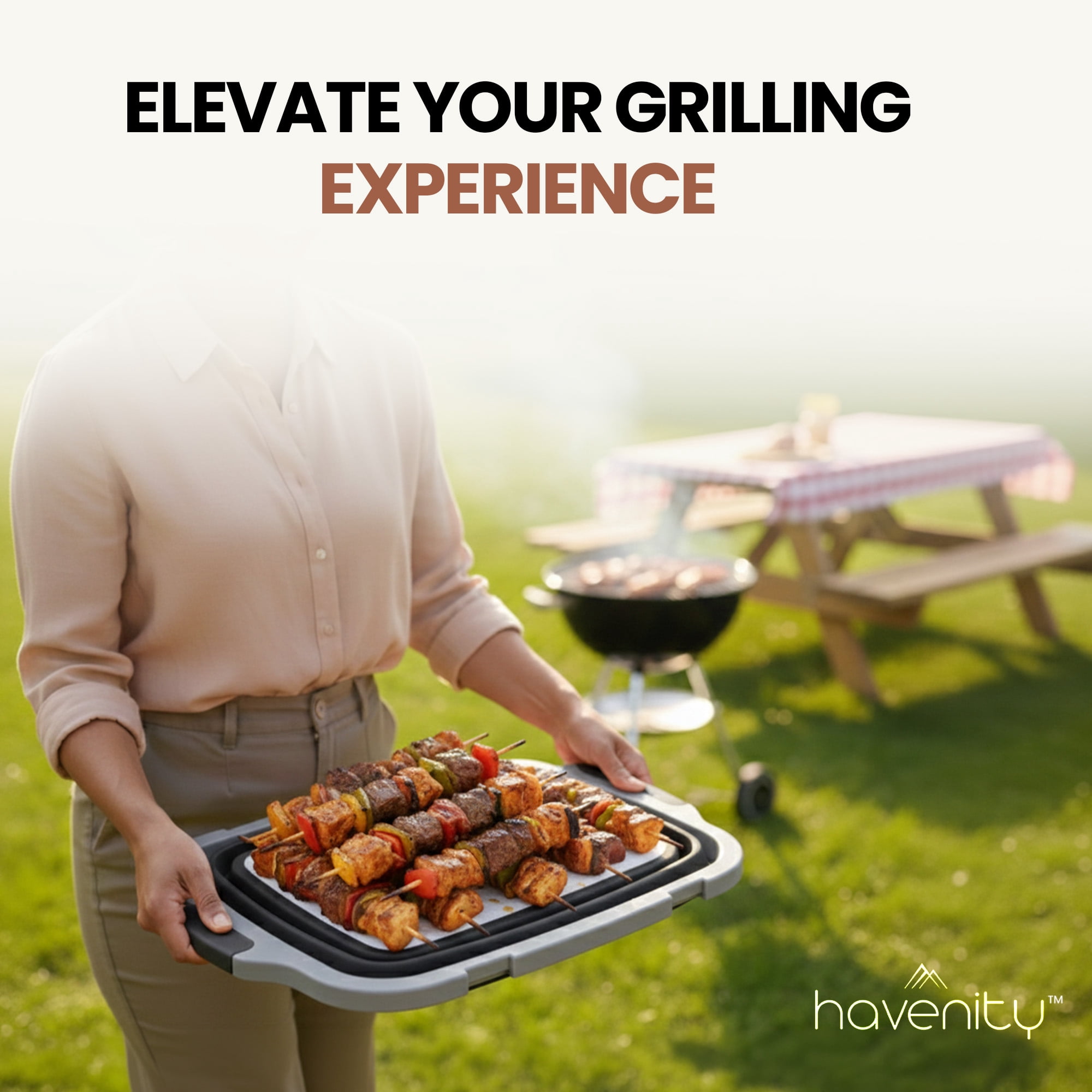 Havenity Bbq Prep Tub 2 Pack Black (16l+16l) - Multifunctional Collapsible Camping Cutting Board with Lid