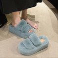 thumbnail image 1 of Women's Fluffy Slippers Slip on Cozy Lining Thick Sole Open Toe Slide Sandals for Indoor & Outdoor, 1 of 4