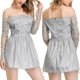 thumbnail image 4 of Vestidos de novia de baile de minifalda con blusa de tubo de fiesta de hombro abierto para mujeres, 4 of 5