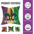 thumbnail image 3 of Mardi Gras Decorative Throw Pillow Covers 18 x 18 Set of 4, Crawfish Alligator Mask Fleur De Lis New Orleans Carnival Outdoor Pillowcase, Beads Please Masquerade Cushion Case Home Decor, 3 of 6