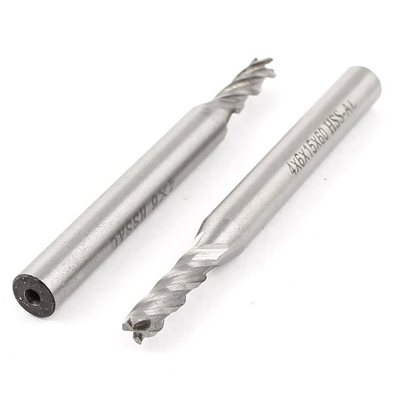 Unique Bargains 2 Pcs 4mm Cutting Dia. 4 Flutes HSSAL Straight Shank End Mill Cutter CNC Bits