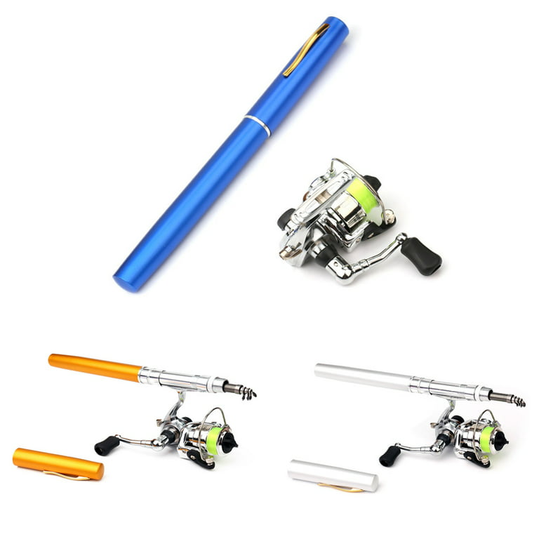 Cheers.US 1.4M Pen Fishing Rod Reel Combo Set Premium Mini Pocket  Collapsible Fishing Pole Kit Telescopic Fishing Rod + Spinning Reel Combo  Kit