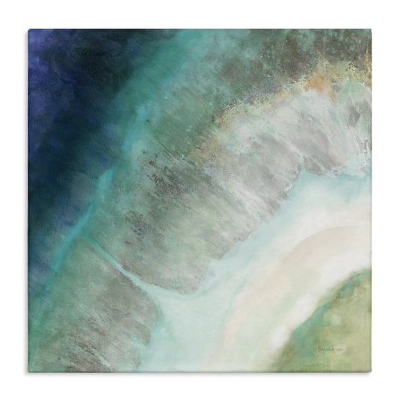 Stupell Industries Contemporary Abstract Blue Green Curve Coast Canvas Art, 17 x 17, by Danhui Nai