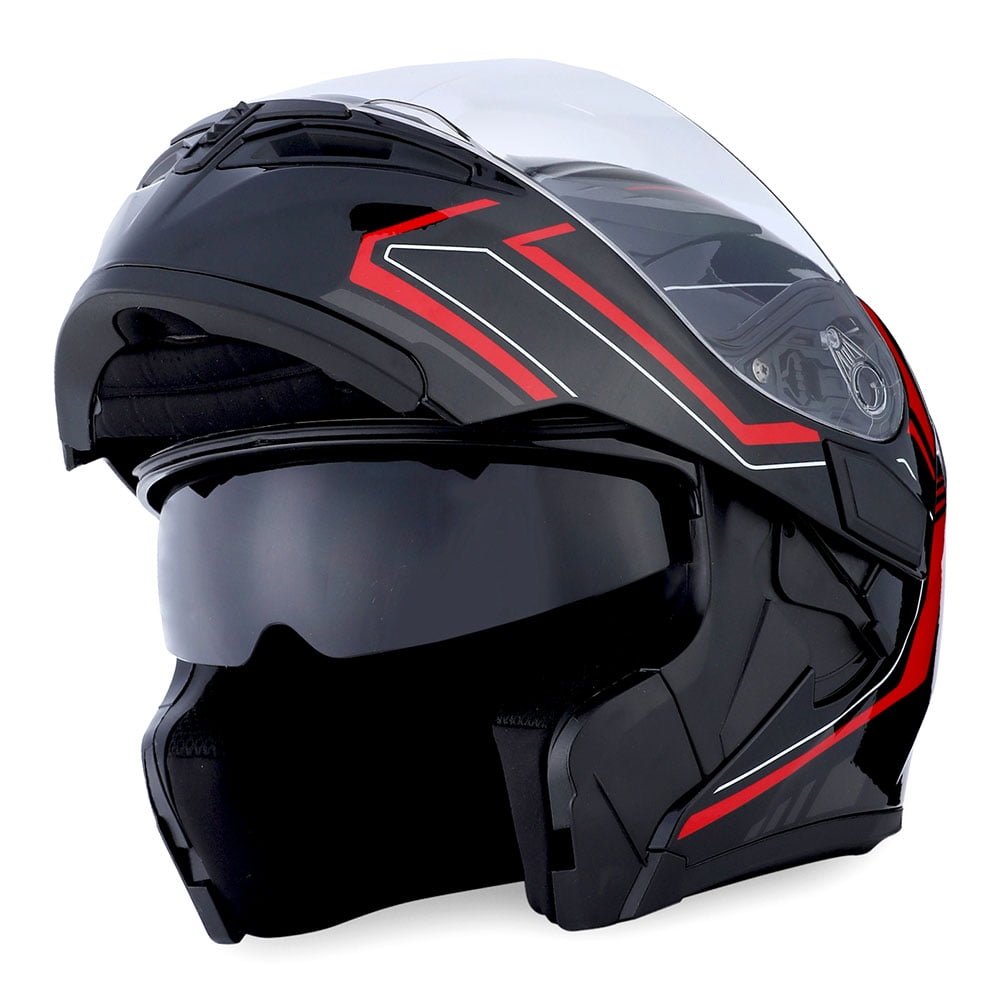 1Storm Motorcycle Street Bike Modular Flip up Dual Visor Full Face