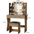 thumbnail image 6 of Vabches Vanity Desk Set with Mirror and Lights, Large Makeup Table with Charging Station, Comfortable Stool, 2 Drawers, Lots of Storage Shelves, 6 of 10