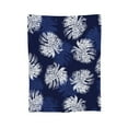 thumbnail image 2 of LNWH Blue Tropical White Leaves Pattern Throw Blanket, Fluffy Soft Cozy Bed Flange Plush Blankets, 40"x30", 2 of 8