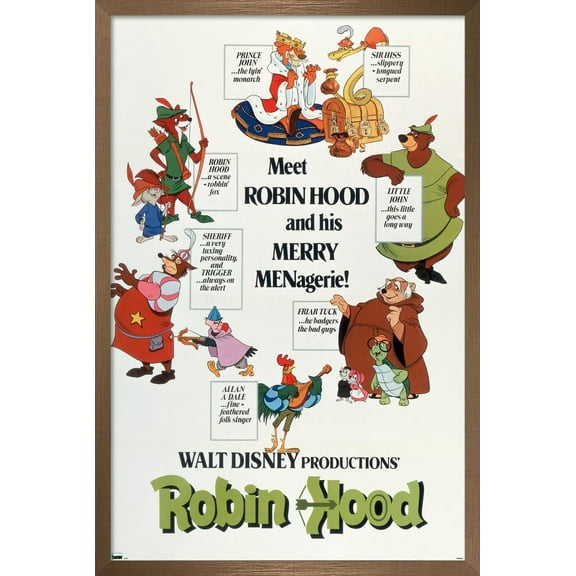 Disney Robin Hood - One Sheet Wall Poster, 14.725" x 22.375", Framed
