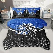 Manfei Bling Crystal Glitter 7 Pieces Bedding Comforter Set for Female Girls,Girly Dreamy Dance Full Bedding Set Lightweight,Cheer Team Fitted Sheet Flat Sheet,Ultra Soft Home Decor,Reversible