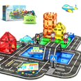 thumbnail image 1 of Set IGIVI de Magnetic Tiles City Road con coche magnético para niños a partir de 3 años, 1 of 4