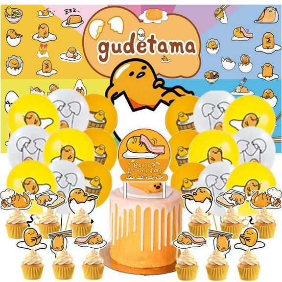 Gudetama Lazy Egg Party Supplies Latex Balloons Decor Banner Backdrop Kit Birthday Decorations