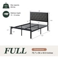 thumbnail image 4 of Amolife Full Size Bed Frame with Upholstered Headboard and Elevated Footboard, 12.5" Under-Bed Storage Space, No Box Spring Needed, Dark Gray, 4 of 9