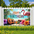 thumbnail image 5 of Tropical Theme Birthday Party Banner Floral Design Guitar Decor Happy Birthday for Beach Celebration Summer Event Tropical Party, 5 of 7