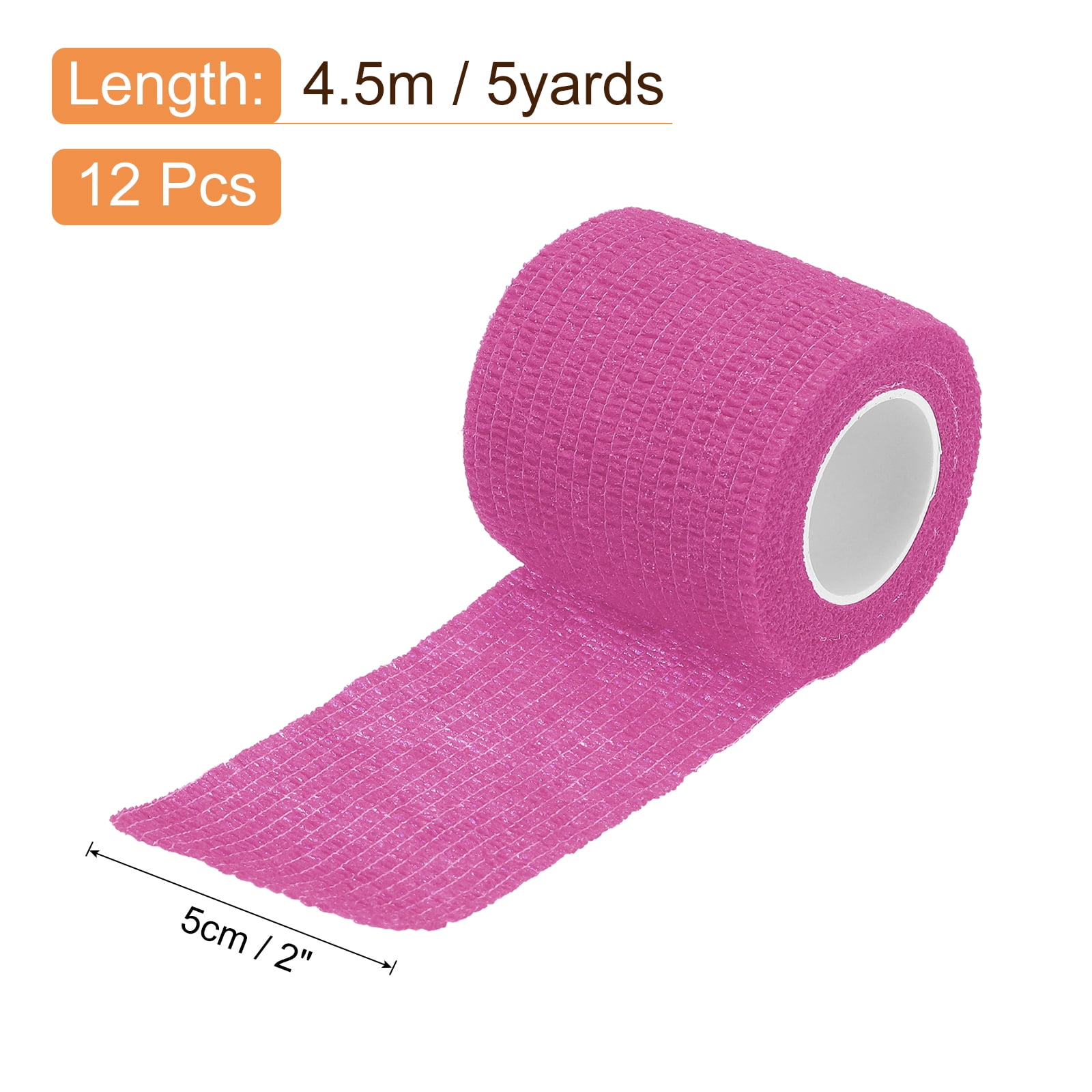 12 Rolls Adhesive Elastic Tape Elastic Bandage,2" x 5 Yards Wrap Stretch Wrist Knee Tape,Dark Pink