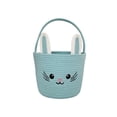 thumbnail image 2 of Easter Basket Decor​ Rabbit Face Woven Basket White Colorful Pink Ears Black Eyes Handle Storage Display, Holiday Easter Decorations for Home, 2 of 6