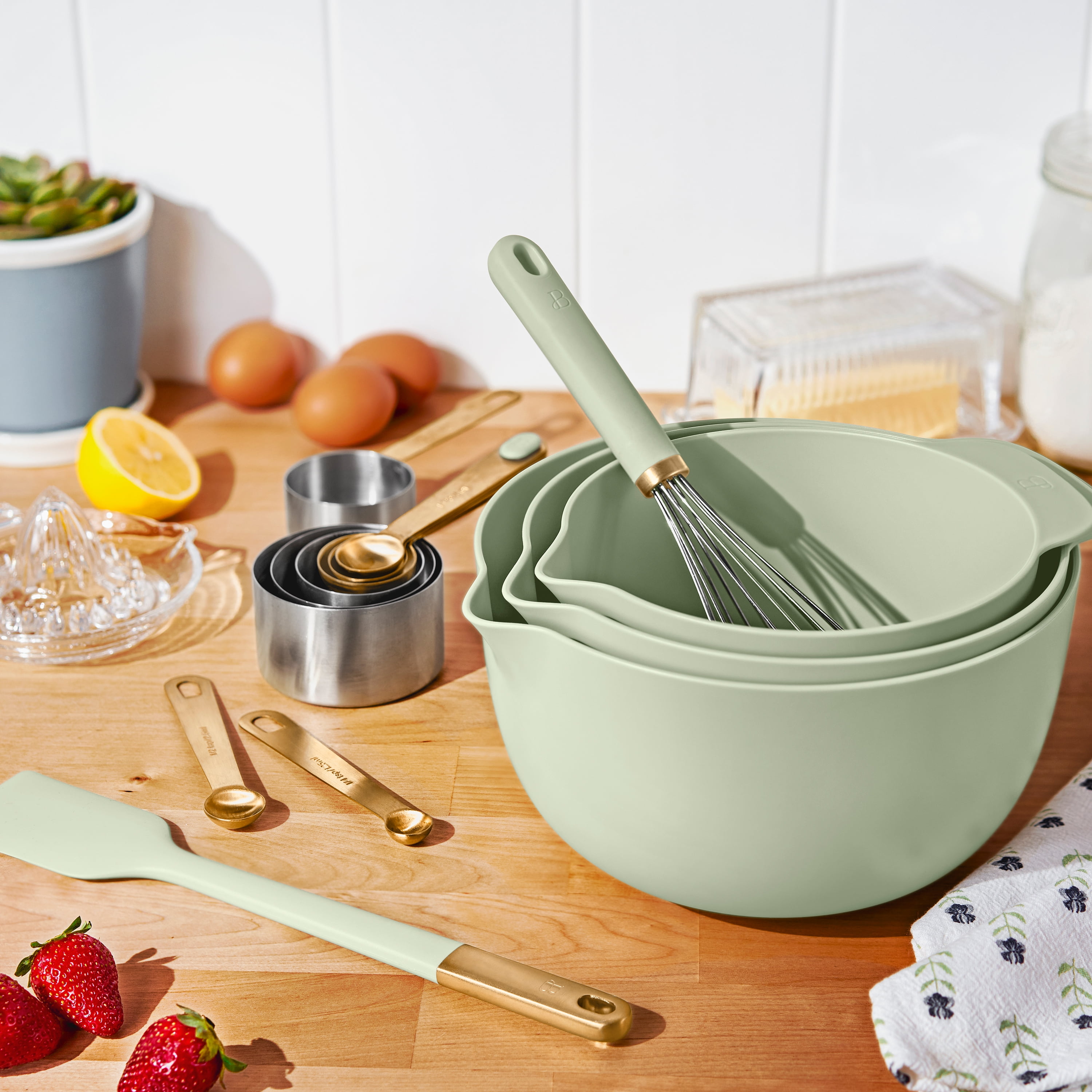 Beautiful 14-Piece Mix & Measure Set, Sage Green by Drew Barrymore