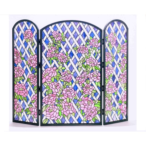 Meyda Tiffany Rose Trellis 3 Panel Fireplace Screen