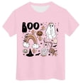 thumbnail image 4 of Oiyii Toddler Girl's Halloween Graphic T-Shirt Short Sleeve Crew Neck Tee Boo Ghost Rainbow Print Kids Top,Pink, 4 of 4