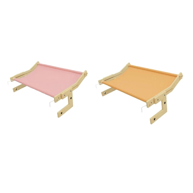 Percha para ventana de gato Zulema 2 piezas desmontable ajustable S rosa y naranja grande