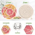 thumbnail image 4 of Yayeee 6 PCS Drink Coasters with Holder Set Woven Absorbent Round Tabletop Hot Pad, Pink Grapefruit Slices, 4 of 7