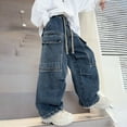 thumbnail image 5 of XIYON Cargo Pants For Boys Kids Straight Loose Fit Casual Trousers Comfort Elastic Waist Long Pants For Fall Winter 4-5 Years, 5 of 9