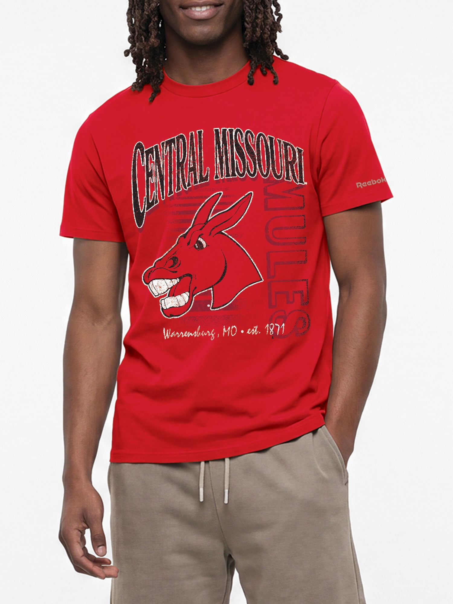 Central Missouri Mules Reebok Mens Crew Neck Short Sleeve T-Shirt
