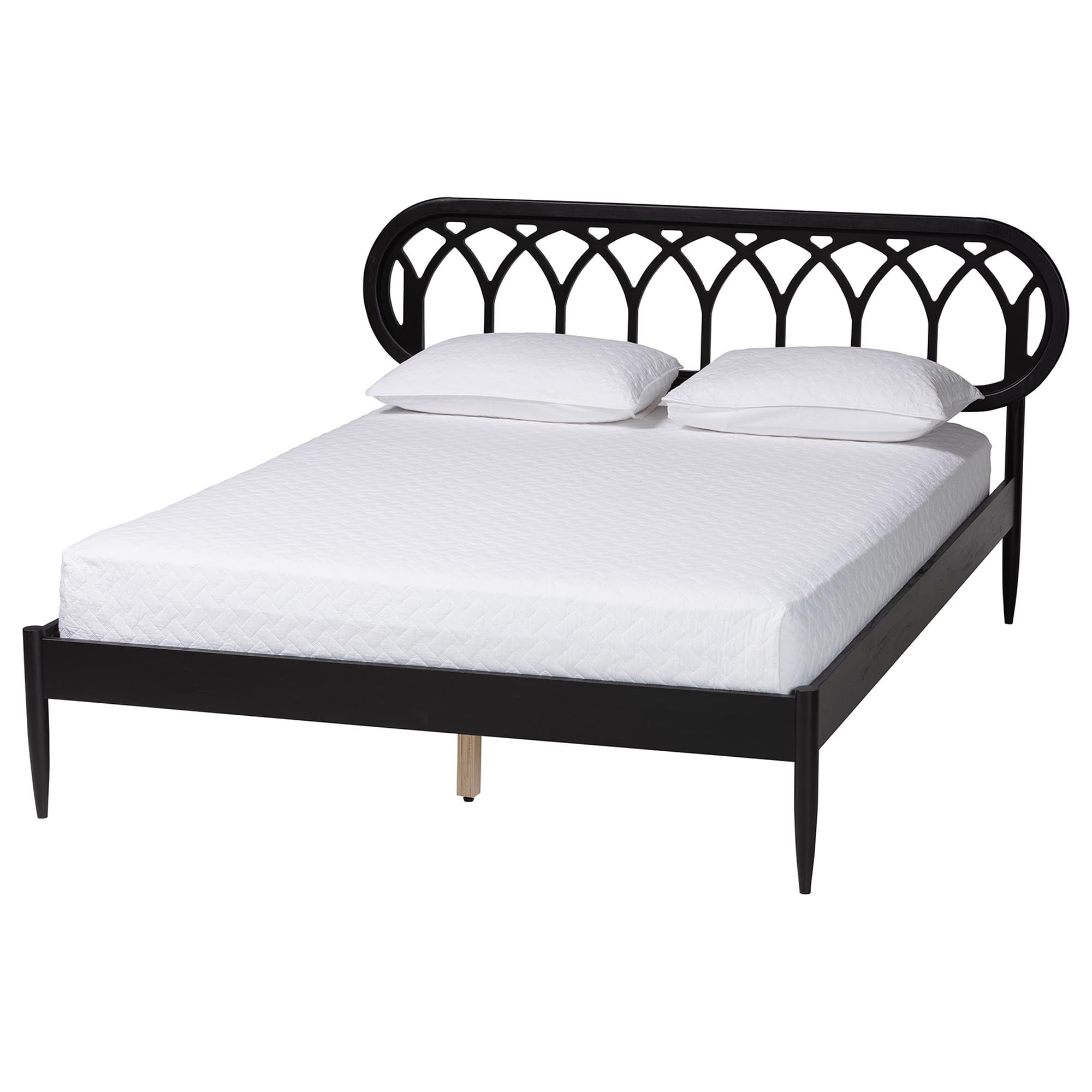 Baxton Studio Florica Art-Deco Platform Bed, Queen, Black