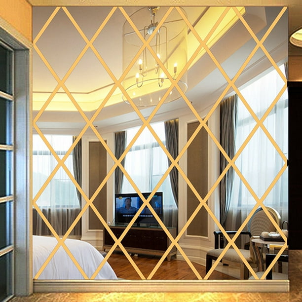 Xihbxyly Adhesivo de Pared con Espejo Plateado, Ideal para Decorar El Hogar, Fácil de Instalar, Diseño Moderno de Aleación y Acrílico, Apto para Múltiples Superficies, para Sala de Estar y Dormitorio