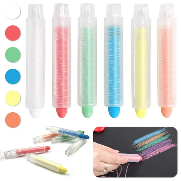 6-12 PCS Dustless Twistable Chalk Non-Toxic Colored Chalk 1.0mm Tip Art Tool for Chalkboard Blackboard Kids Children Drawing Writing