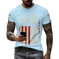 thumbnail image 4 of 250th Anniversary American Shirts for Men American Flag Print Waffle Short Sleeve Crew Neck Tees Independence Day Moisture Wicking Regular Fit Comfy Workout T Shirts, Light Blue, #01 Light Blue, 4 of 4