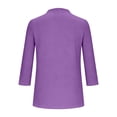 thumbnail image 4 of ClodeEU Womens Henley V-Neck 3/4 Length Sleeve Tops,Casual Summer Pleated T-Shirts ,Loose Fit Work Blouses Purple,Womens Plus S, 4 of 5