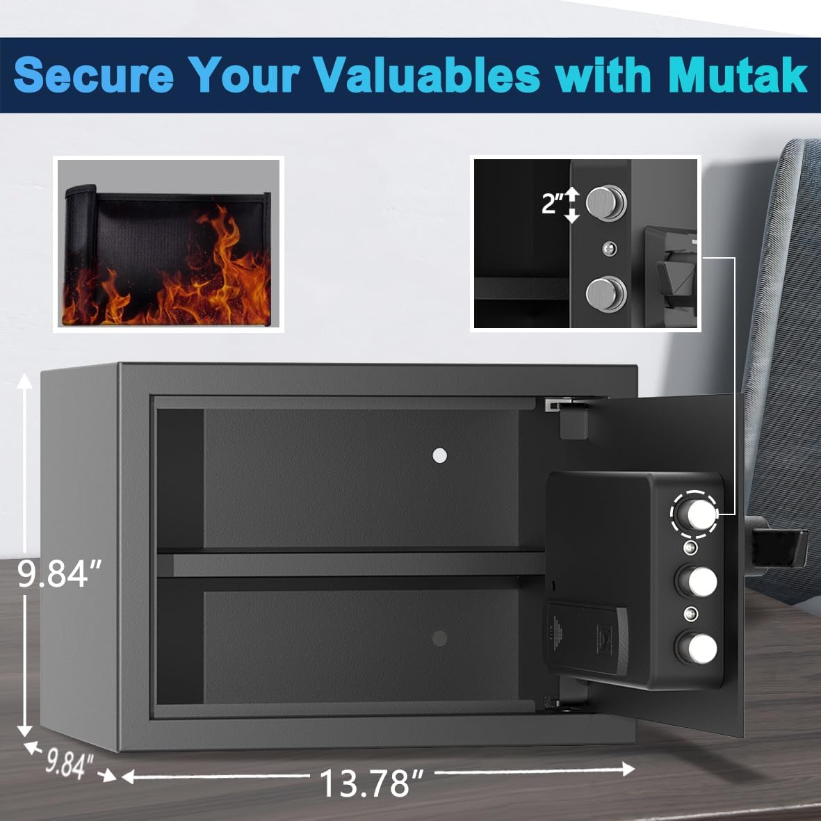 Mutak 1.0 Cu.Ft. Electronic Biometric Safe photo 6