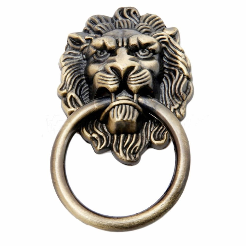vintage lion head furniture door pull handle knob cabinet dresser drawer WT 