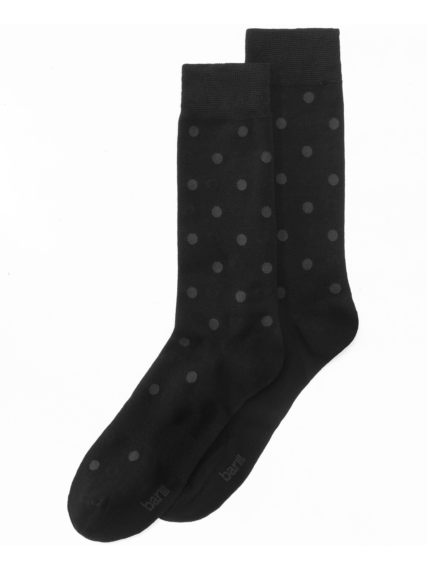 BAR III Black Polka Dot Arch Support Seamless Toe Dress Crew Socks 7-12 ...