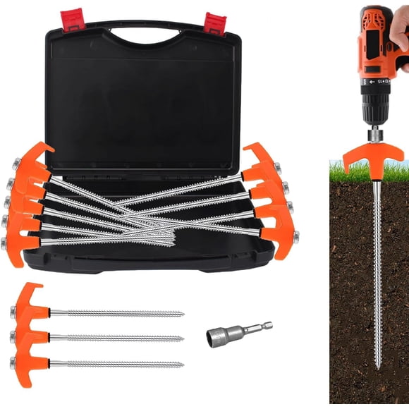Estacas para Tiendas x-vesolje Heavy Duty Paquete de 12 con Caja de Almacenamiento