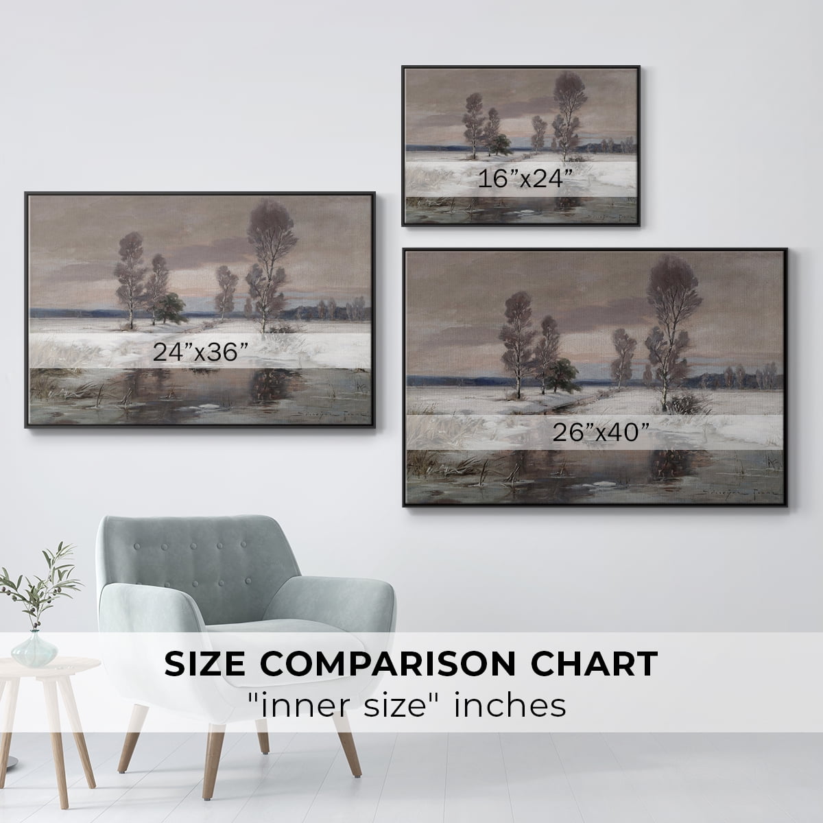 Vintage Landscape-CCCLXXVIII By Wexford Home Framed in Black Wood Gallery Wrapped Canvas 25 in. x 37 in.