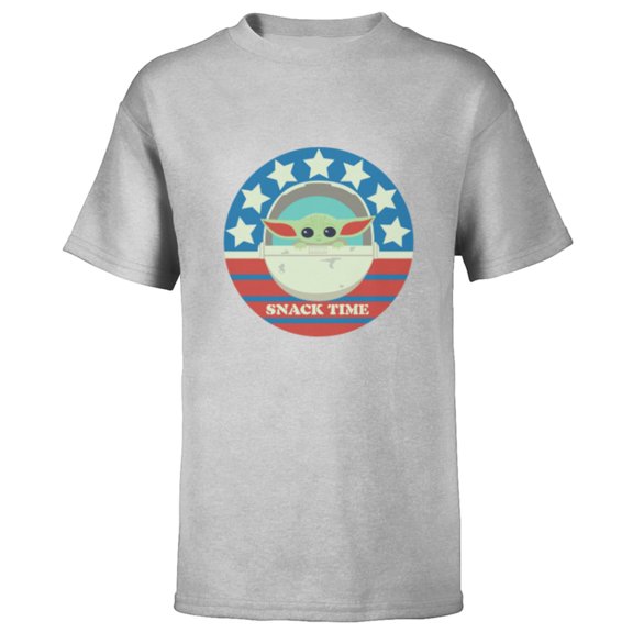 Star Wars The Mandalorian the Child Snack Time Americana - Short Sleeve T-Shirt for Kids - Customized-Athletic Heather