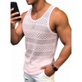 thumbnail image 2 of Men See Through Vest Crewneck Sleeveless Tank Tops Shirts Pink XXXL, 2 of 7