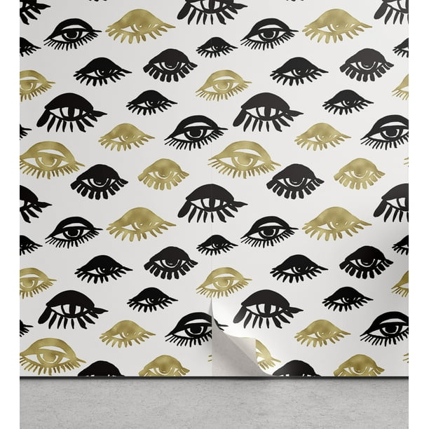 Trippy Peel & Stick Wallpaper, Woman Eyes with Eyelash Unusual Style Fashion Modern Design Print Graphic, Self-Adhesive Living Room Kitchen Accent, 3 Sizes, Yellow and Black, by Ambesonne Trippy Peel & Stick Wallpaper, Woman Eyes with Eyelash Unusual Style Fashion Modern Design Print Graphic, Self-Adhesive Living Room Kitchen Accent, 3 Sizes, Yellow and Black, by Ambesonne